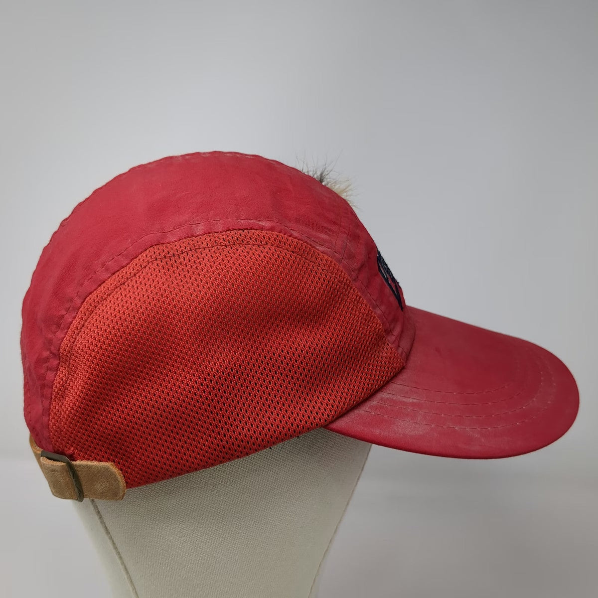 Pendleton 5 Panel Red Hat One Size Mesh Side Fishing Lure Leather Strapback