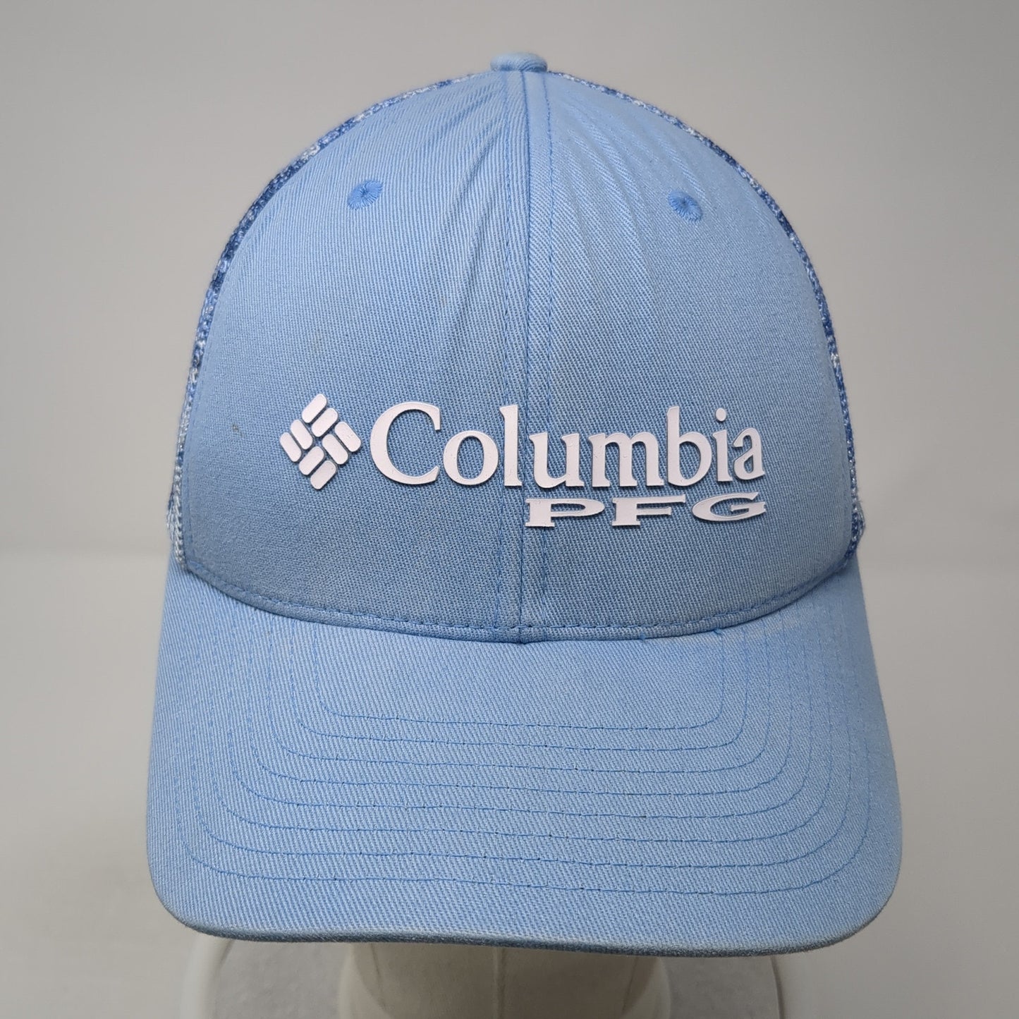 Columbia PFG Fitted Trucker Hat Blue Medium Lightweight Embroidered Mesh Back