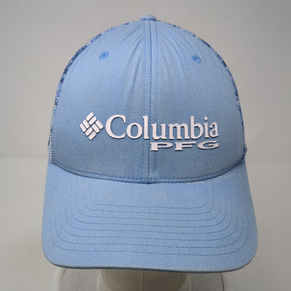Columbia PFG Fitted Trucker Hat Blue Medium Lightweight Embroidered Mesh Back