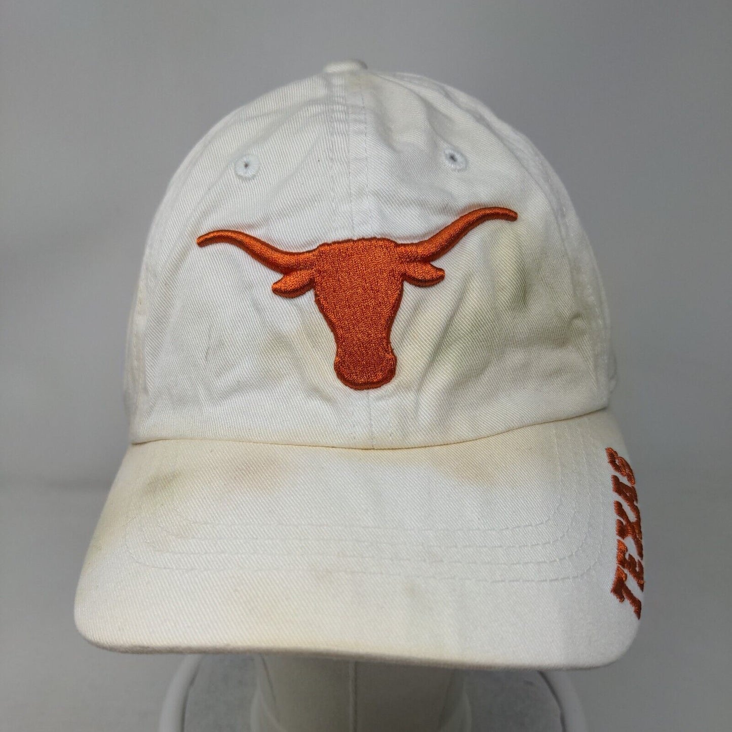 Texas Longhorns Slideback Hat White Distressed Faded Size OSFA Embroidered NCAA