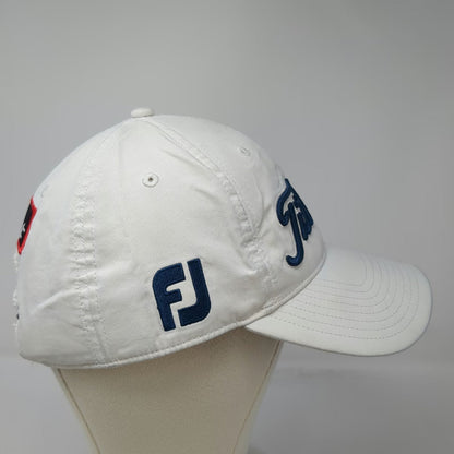 Titleist Baseball Cap White One Size Pro V1 FJ Logo Embroidered Slideback Hat