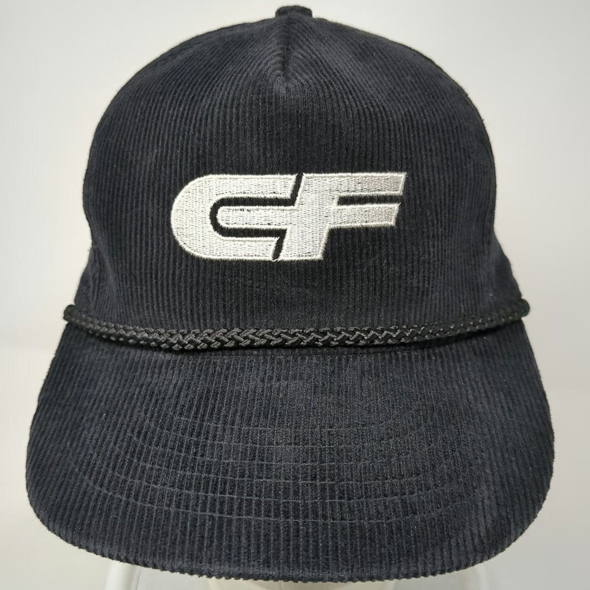 Tonkin Inc. 5 Panel Black Hat One Size Corduroy Rope CF Snapback Cotton Logo Cap