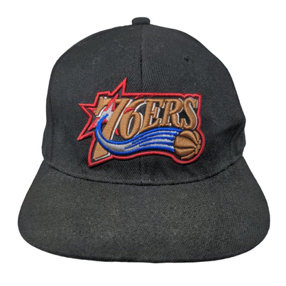 Philadelphia 76ers Snapback Hat Black Mitchell & Ness Hardwood NBA Embroidered