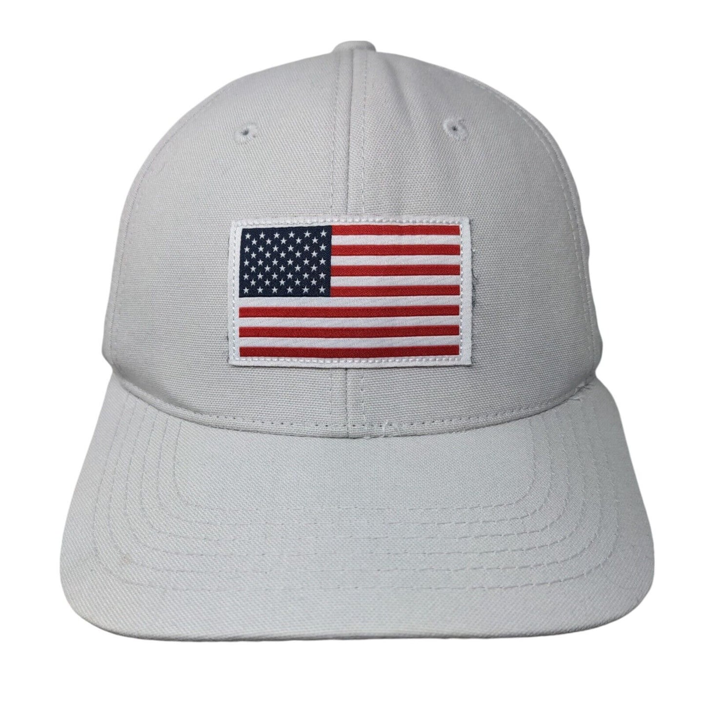 American Flag Patch Strapback Hat Gray One Size Adjustable 6 Panel