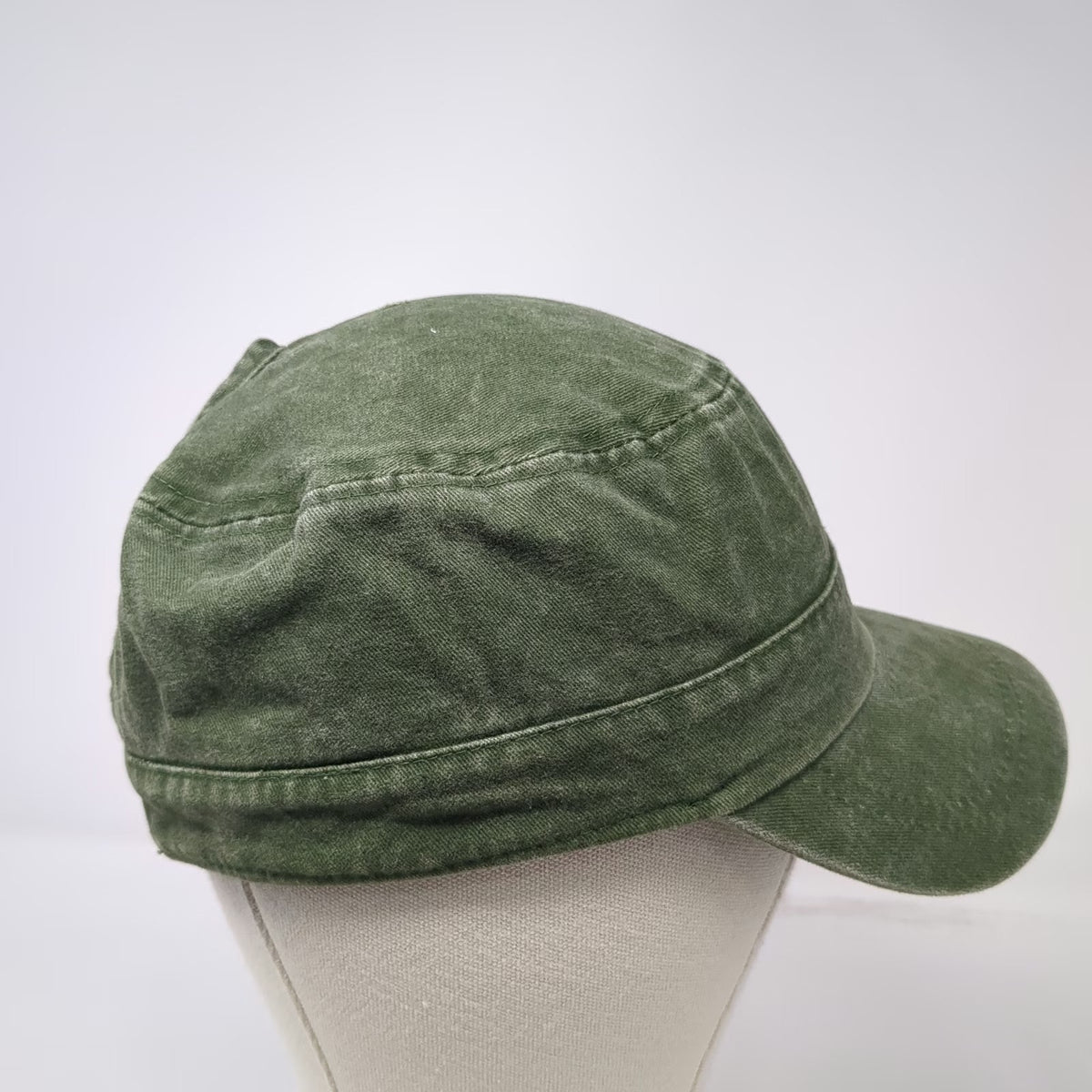 ponyflo Army Cap Green One Size Ponytail Opening Strapback Hat Cotton Washed