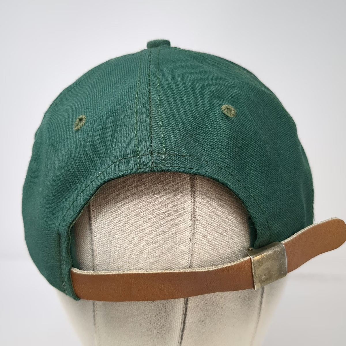 Budweiser Rodeo Baseball Cap Green OS Leather Strapback Suede Brim Hat Vintage