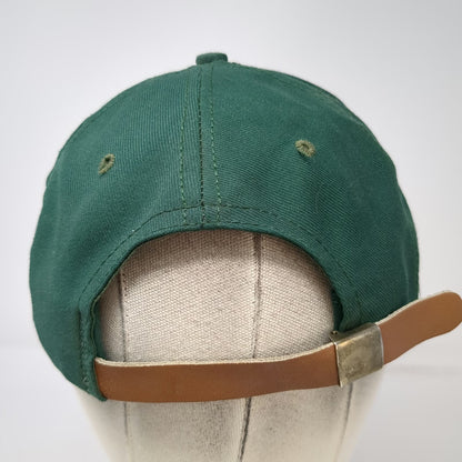 Budweiser Rodeo Baseball Cap Green OS Leather Strapback Suede Brim Hat Vintage