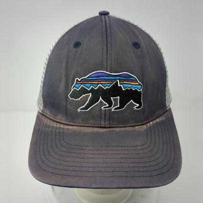 Patagonia Fitz Roy Bear Snapback Trucker Hat Blue OSFA Mesh Back