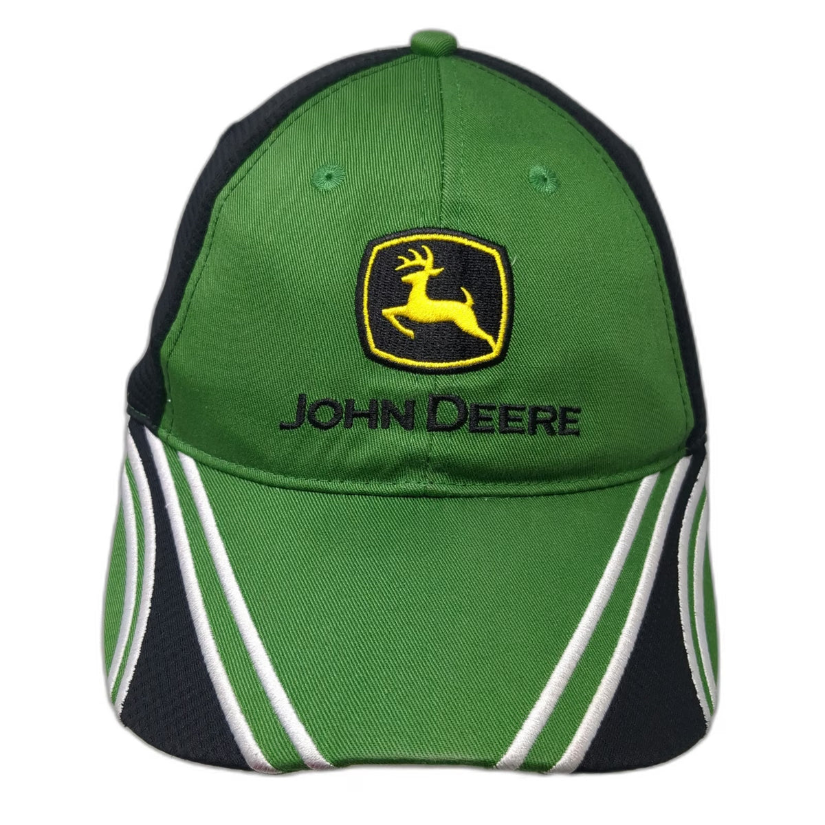 John Deere Baseball Cap Green One Size Mesh Back Contrast Piping Strapback Hat