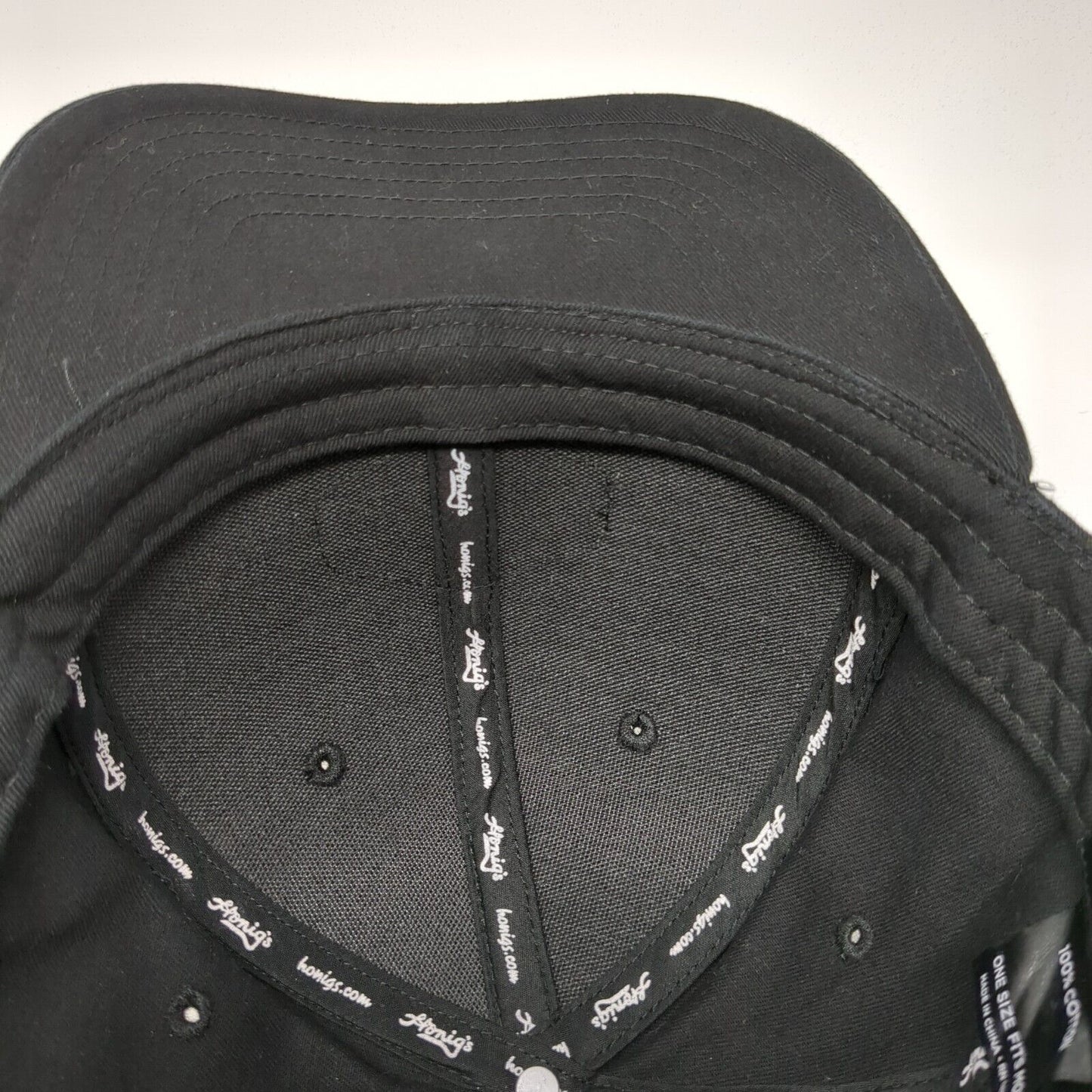 Honig's Leather Patch Snapback Hat Black One Size Adjustable 6 Panel