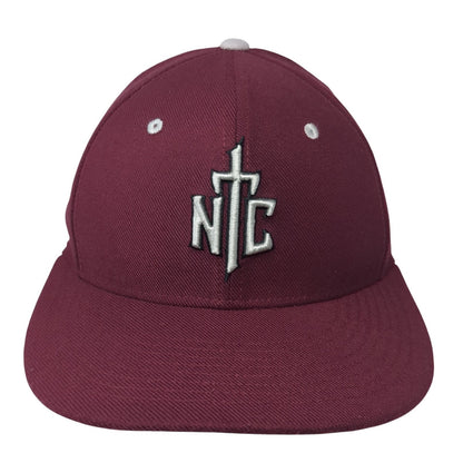 NTC Fitted Hat Red Medium Embroidered Logo Laser Cut Nike Tru Dri-Fit