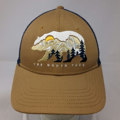 The North Face Trucker Hat Brown Blue One Size Bear Mountain Graphic Mesh Back