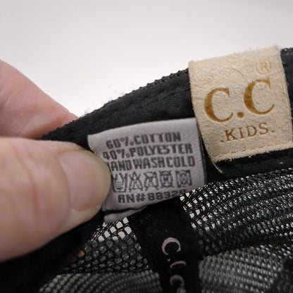 C.C Kids Ponyback Strapback Trucker Hat Multi OS Adjustable Leopard Distressed