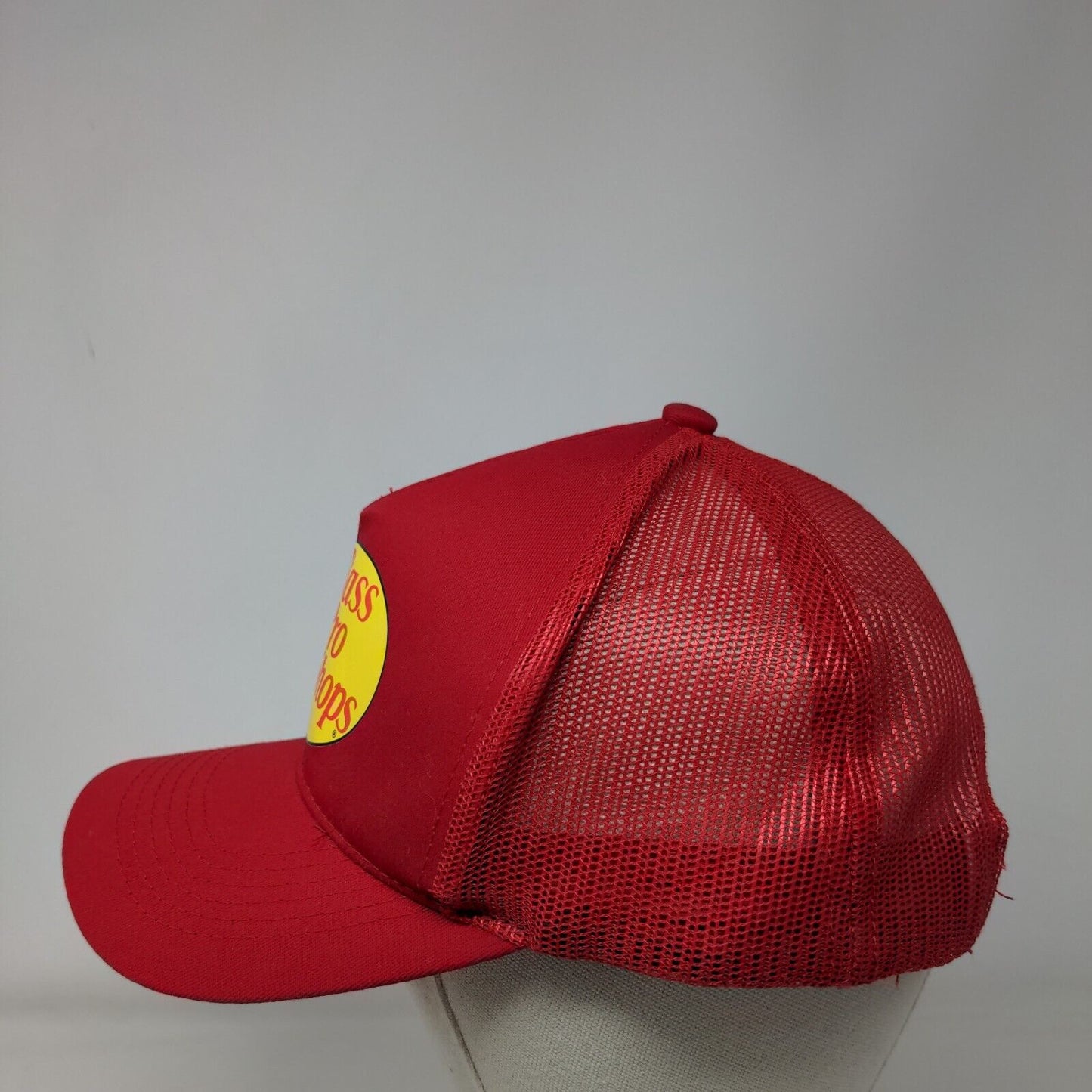 Bass Pro Shops Snapback Mesh Back Trucker Hat Red OSFM Gone Fishing Solid