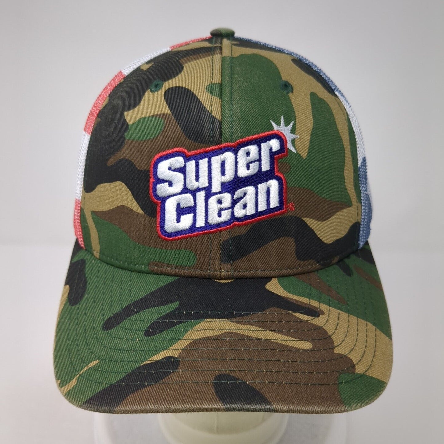 Super Clean Snapback Trucker Hat Camouflage OS Adjustable Mesh Back Patriotic