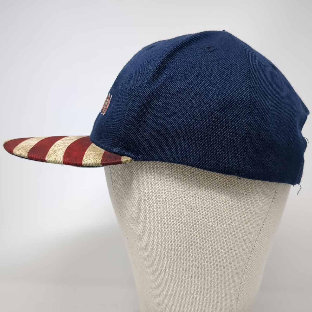 JWM Baseball Cap Blue One Size Proud American Flag Brim Strapback Patriotic Hat