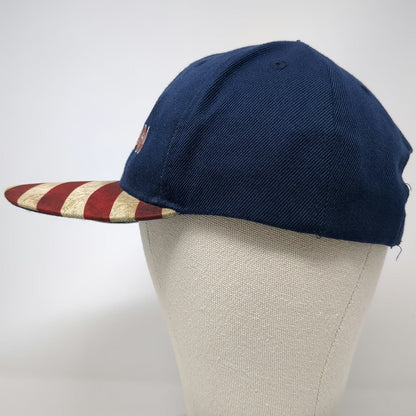 JWM Baseball Cap Blue One Size Proud American Flag Brim Strapback Patriotic Hat
