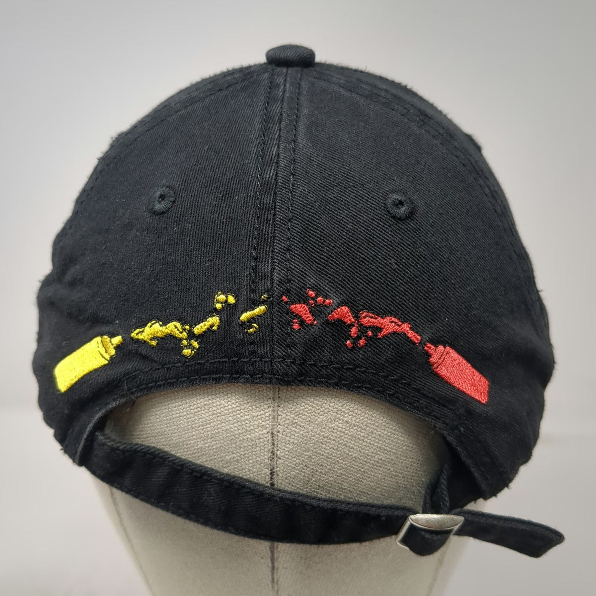 Bob's Burgers Baseball Cap Black One Size Ketchup Mustard Squeeze Bottle Hat