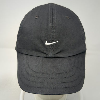 Nike Baseball Cap Black Strapback Embroidered Swoosh Logo Cotton Hat Vintage