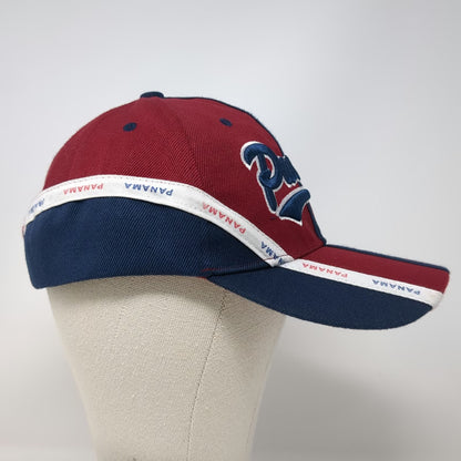 Mega Sport Panama Baseball Cap Red Blue White One Size Ribbon Tape Strapback Hat