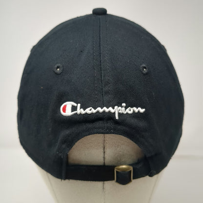 Champion Baseball Cap Black One Size Embroidered Logo Cotton Slideback Strap Hat