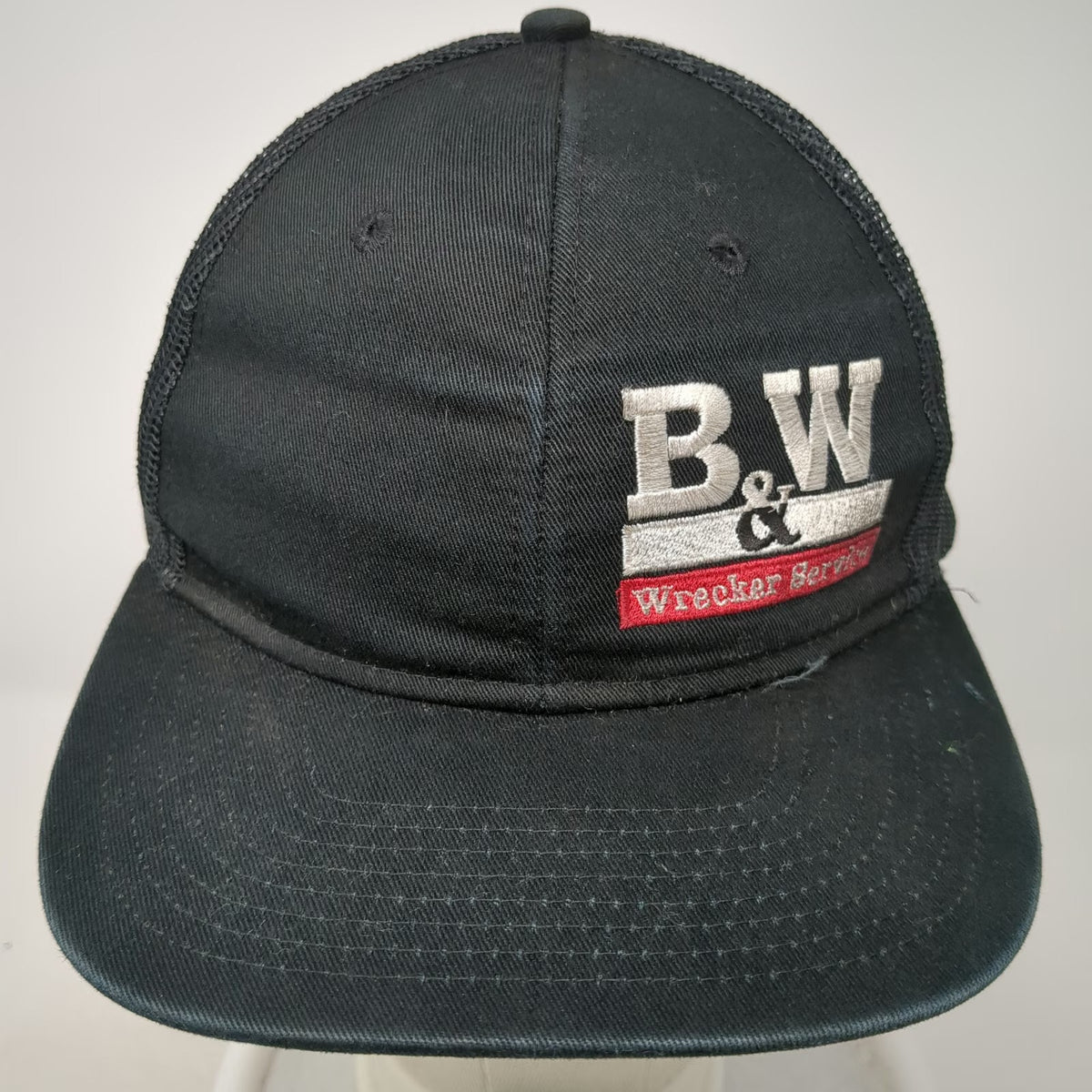 Port Authority Trucker Hat Black One Size B.W & Wrecker Service Mesh Snapback