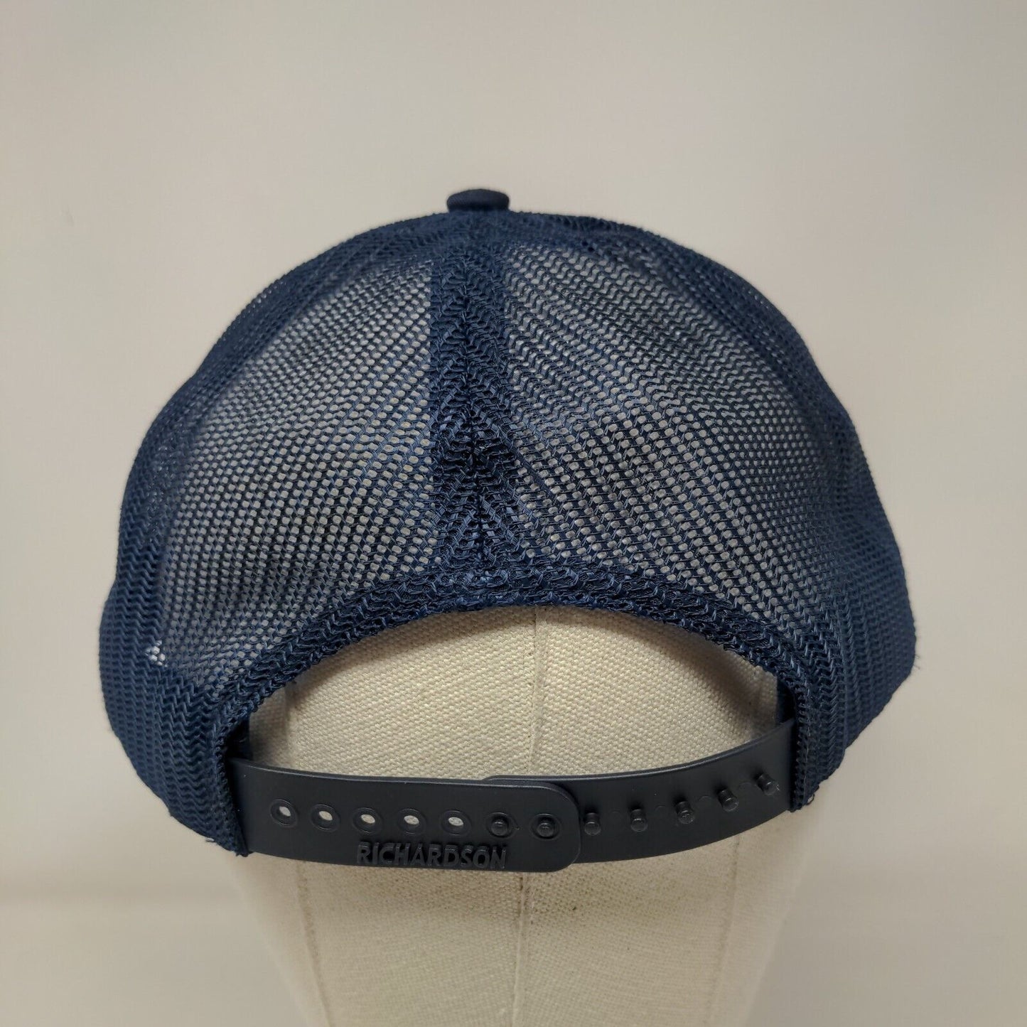 Richardson Snapback Trucker Hat Blue One Size Adjustable Embroidered Mesh Back