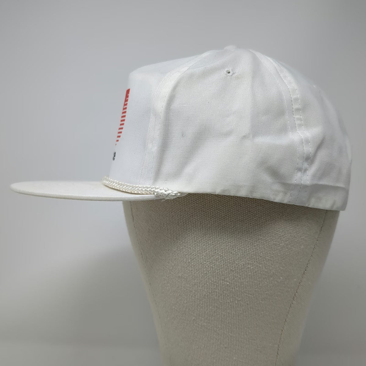 Unisource Logo 5 Panel White Red Black One Size Rope Strapback Hat Poly Cotton