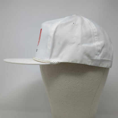 Unisource Logo 5 Panel White Red Black One Size Rope Strapback Hat Poly Cotton