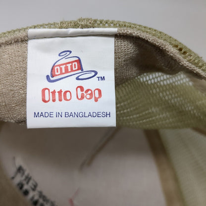 Garden-Ellis Equipment Snapback Trucker Hat Tan OS Adjustable Mesh Back Otto