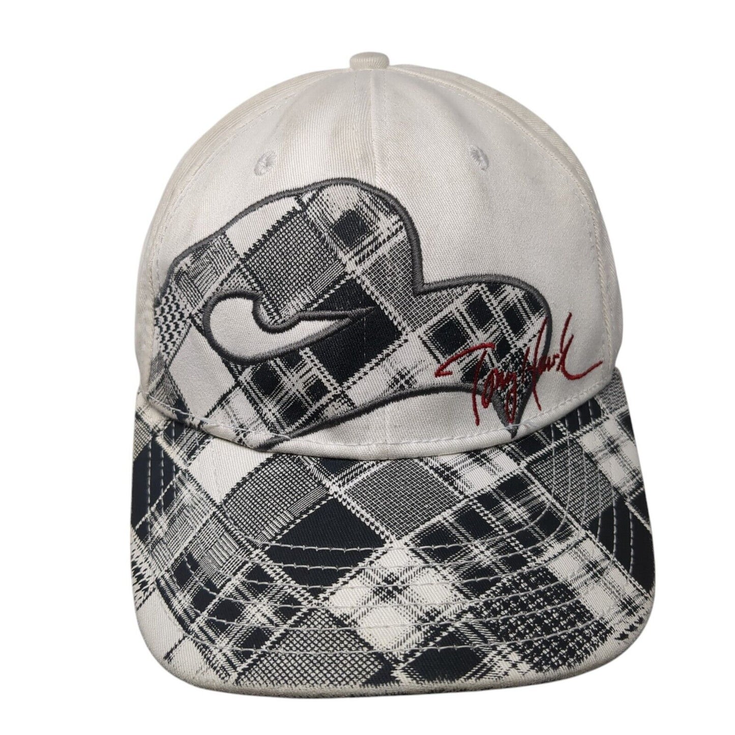 Tony Hawk Fitted Hat White L/XL Embroidered Stretch A-Flex 6 Panel