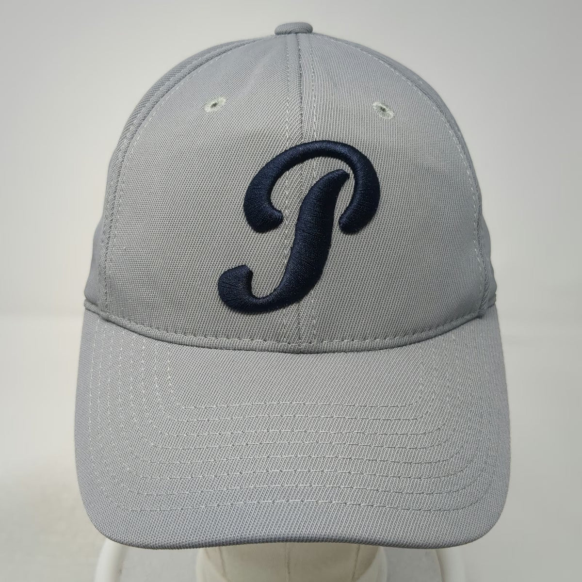 Legacy Baseball Cap Gray M Fitted Script P Embroidered Nylon Blend Stretch Hat