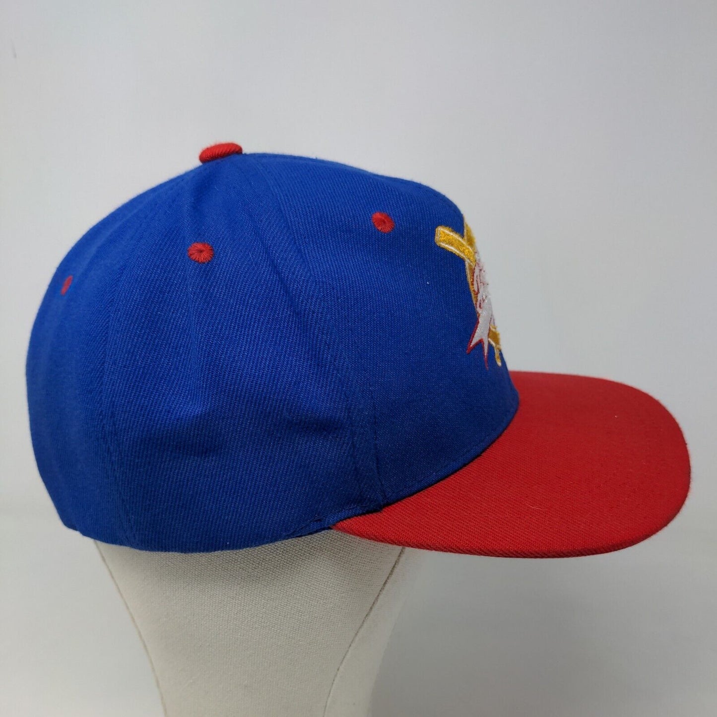 Unbranded Mens Snapback Hat Red Blue Adjustable Embroidered Ladac Logo Autograph