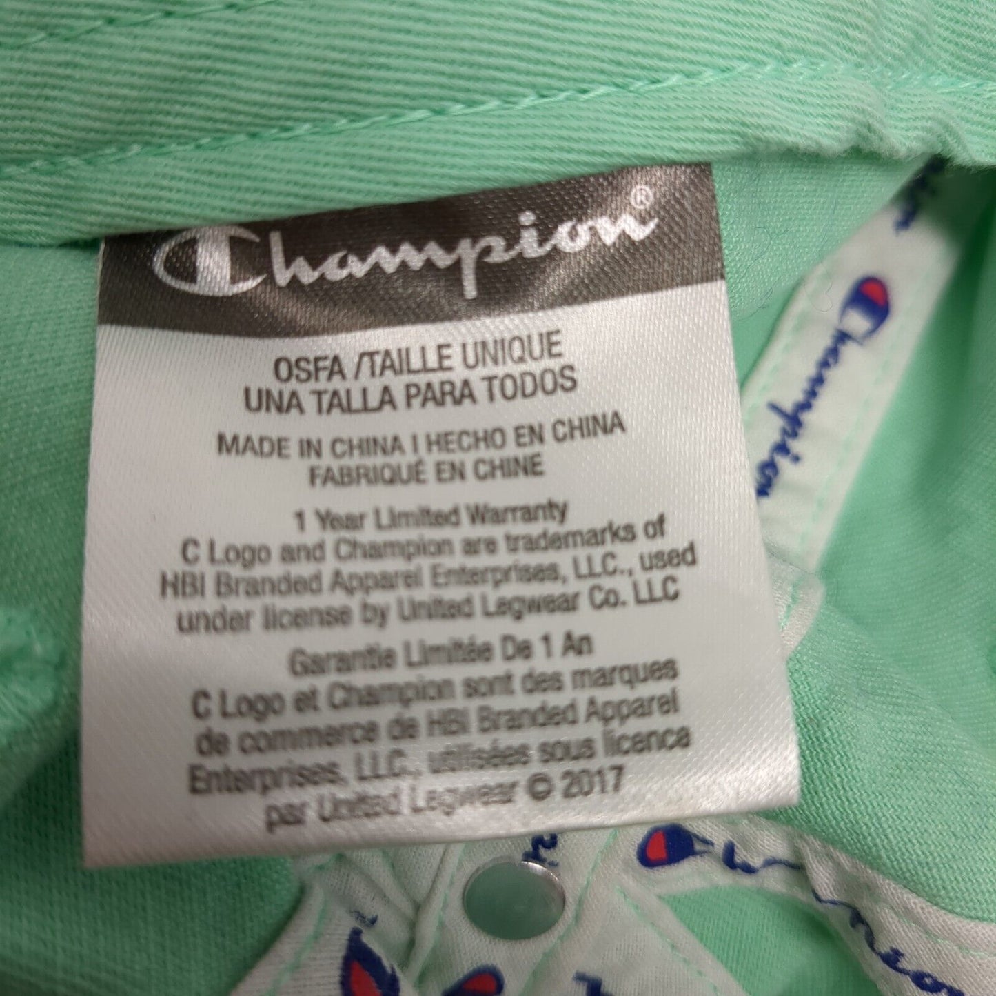 Champion Slideback Hat Green OSFA Adjustable Embroidered Vented Holes 6 Panel