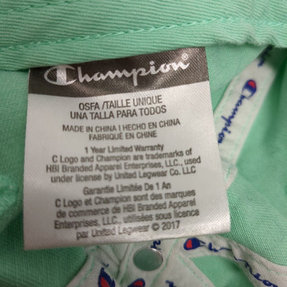 Champion Slideback Hat Green OSFA Adjustable Embroidered Vented Holes 6 Panel