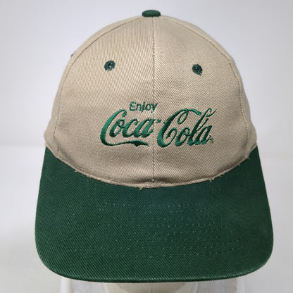 KC Snapback Beige Green One Size Enjoy Coca-Cola Logo Two Tone 6 Panel Hat