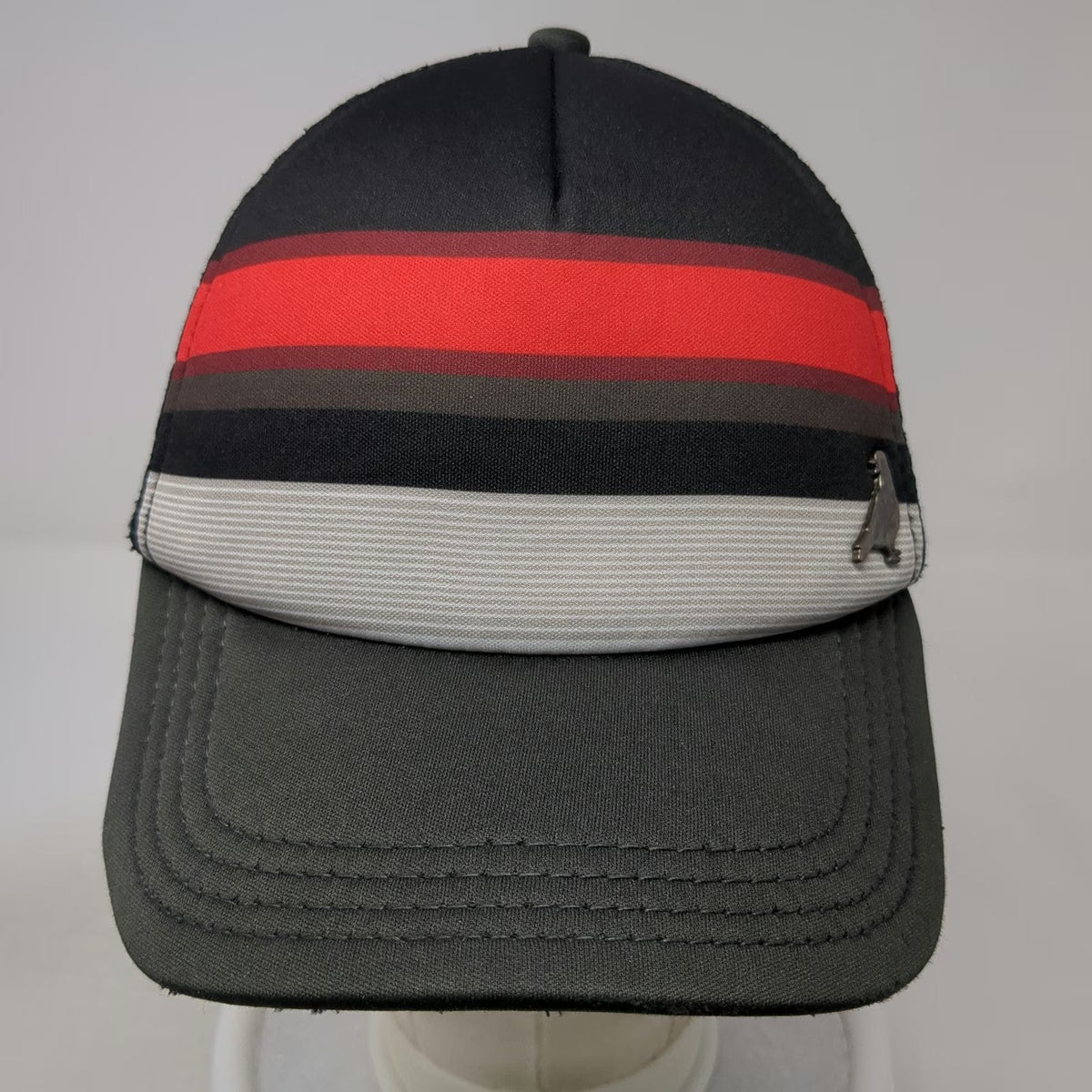 Aeropostale Trucker Hat Black Red Gray White One Size Striped Bird Charm Mesh