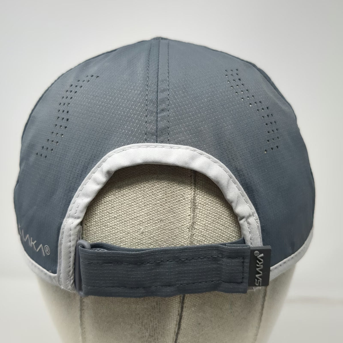 SAAKA Baseball Cap Gray One Size Perforated Performance Strapback Athletic Hat
