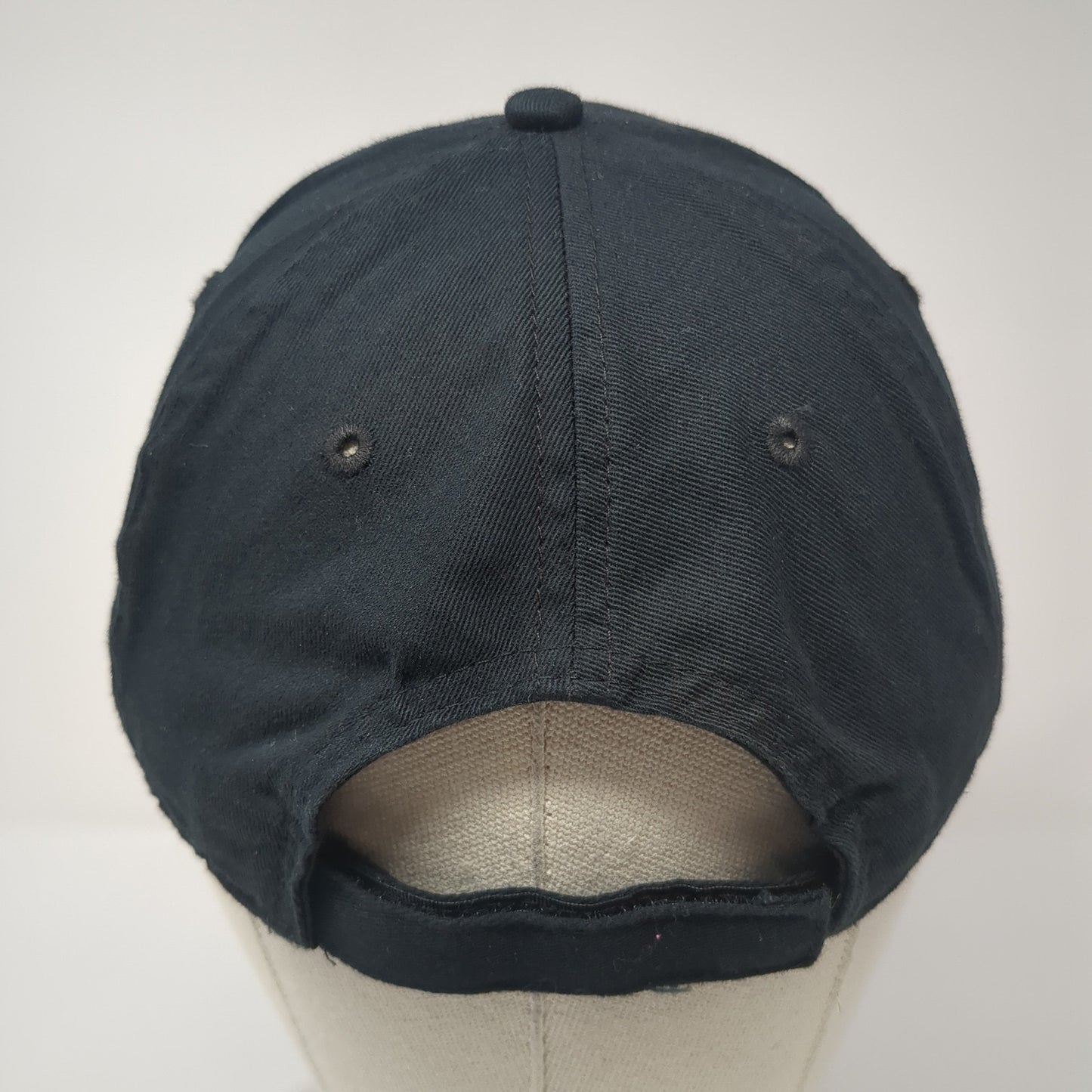 UltraClub Strapback Hat Black One Size Adjustable Embroidered Logo