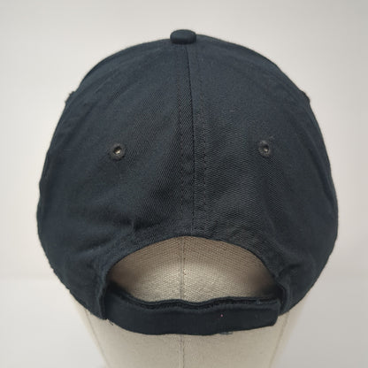 UltraClub Strapback Hat Black One Size Adjustable Embroidered Logo
