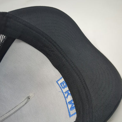 Yupoong Trucker Hat Black Blue One Size BKM Services Mesh Snapback Flat Brim