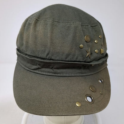 ABG Accessories Army Cap Green One Size Studs Stars Grommets Metal Accents Hat