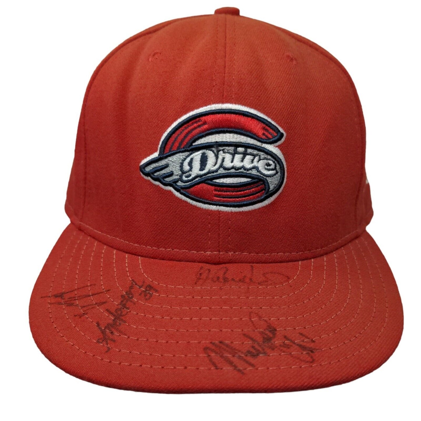 New Era Men's 59Fifty Fitted Hat Red 7 7/8 Greenville Drive Made USA Autographed