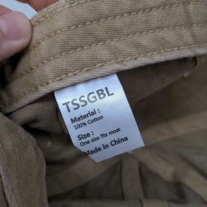 TSSGBL Slideback Hat Tan OSFM Adjustable Vented Holes 6 Panel Blank Cotton