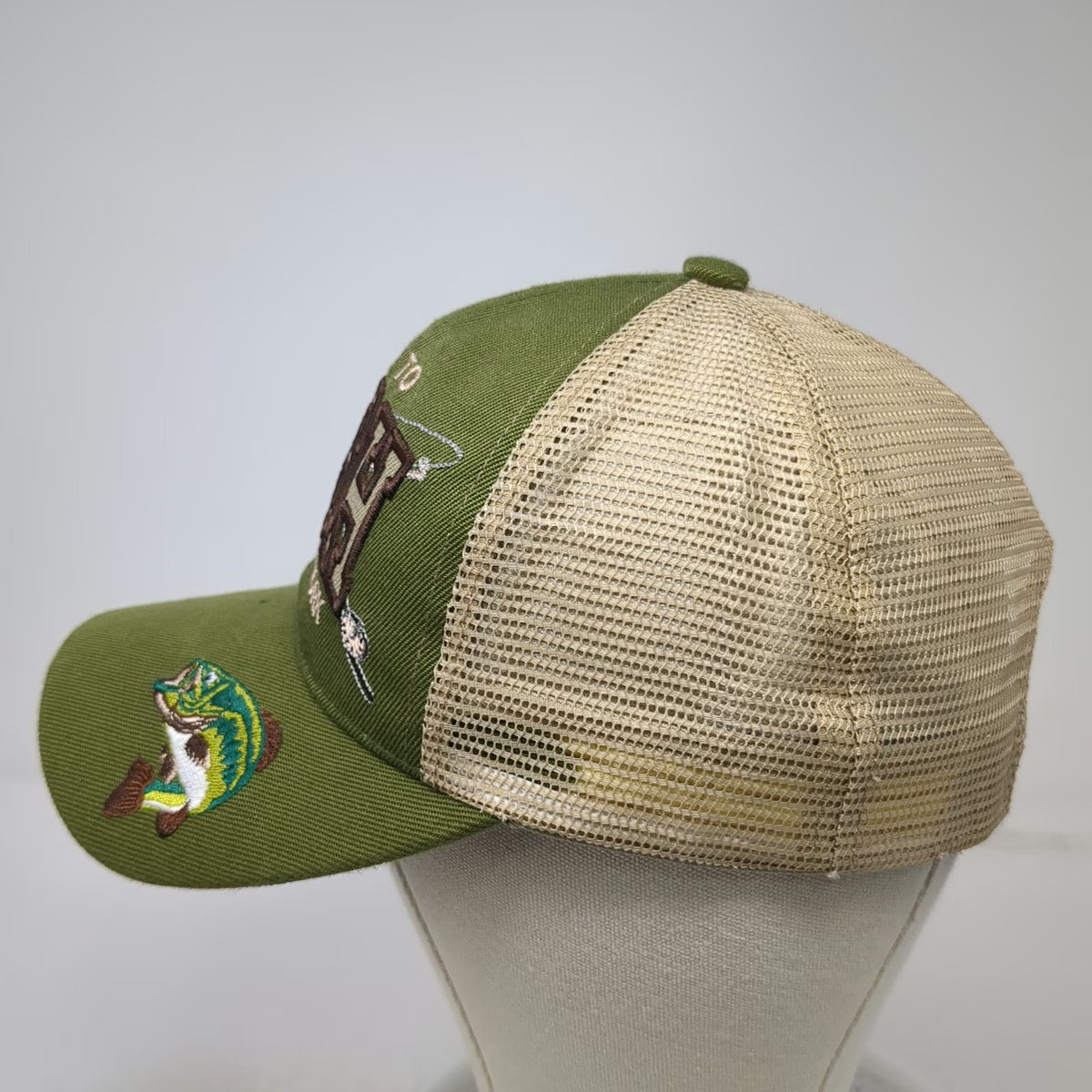 Black Eagle Trucker Hat Green One Size Fish Graphic Born To Fish Slogan Mesh