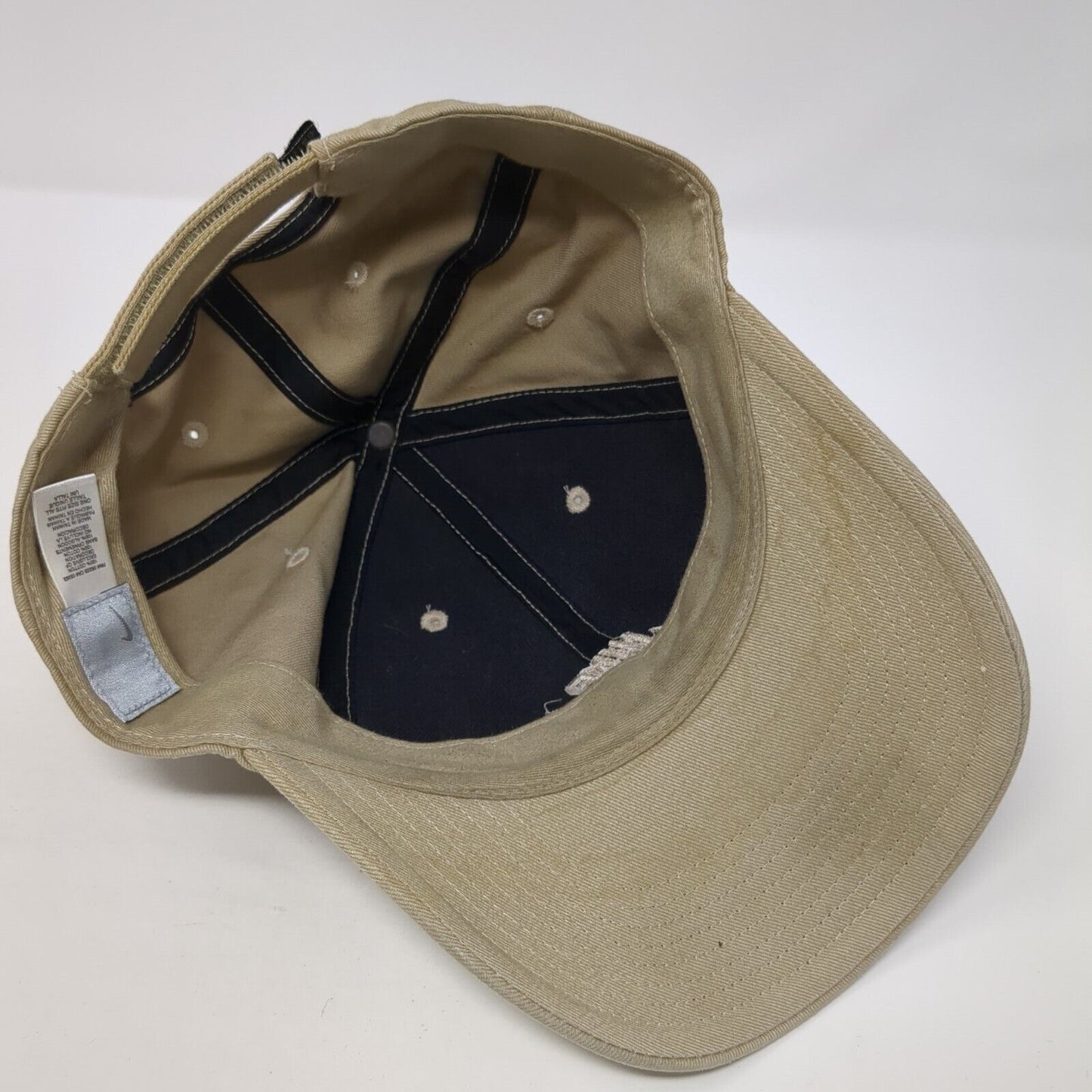 Nike Strapback Hat Tan One Size Adjustable Embroidered Swoosh 6 Panel Cotton