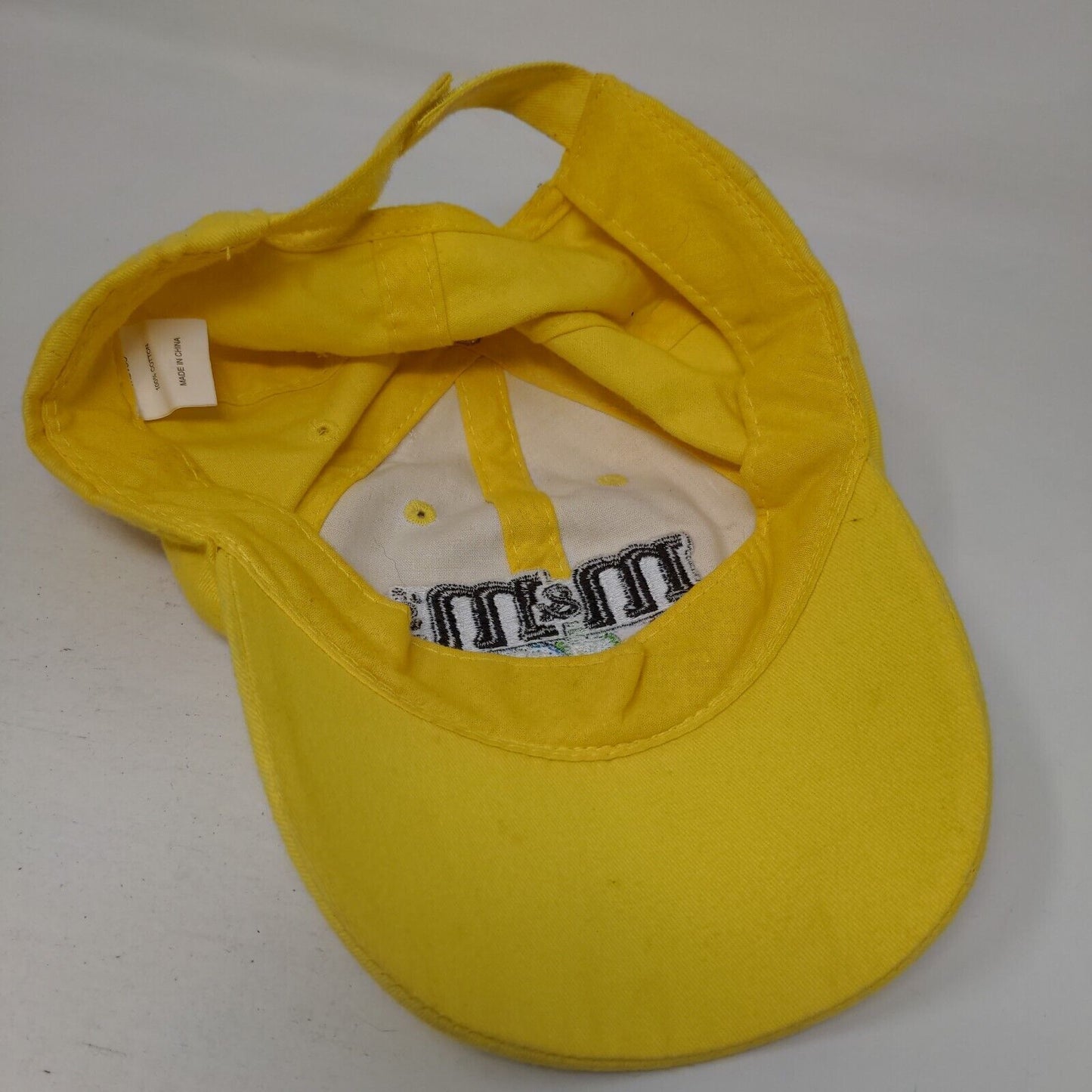 M&M's Racing Strapback Hat Yellow Adjustable Embroidered Logo