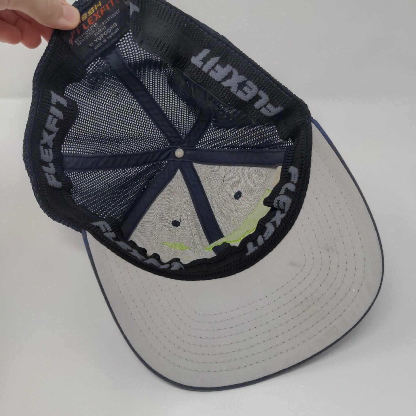 Idaho Tree Gun Fitted Trucker Hat Blue One Size Adjustable Flexfit Mesh Yupoong