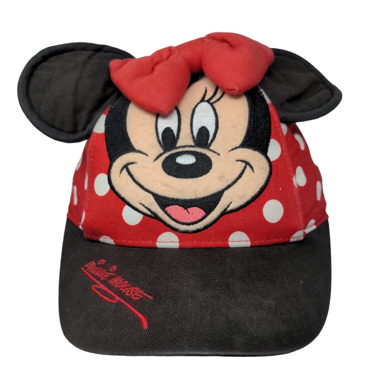 Walt Disney World Stretchy Girls Toddler Hat Minnie Mouse Red Polka Dot Ears Bow