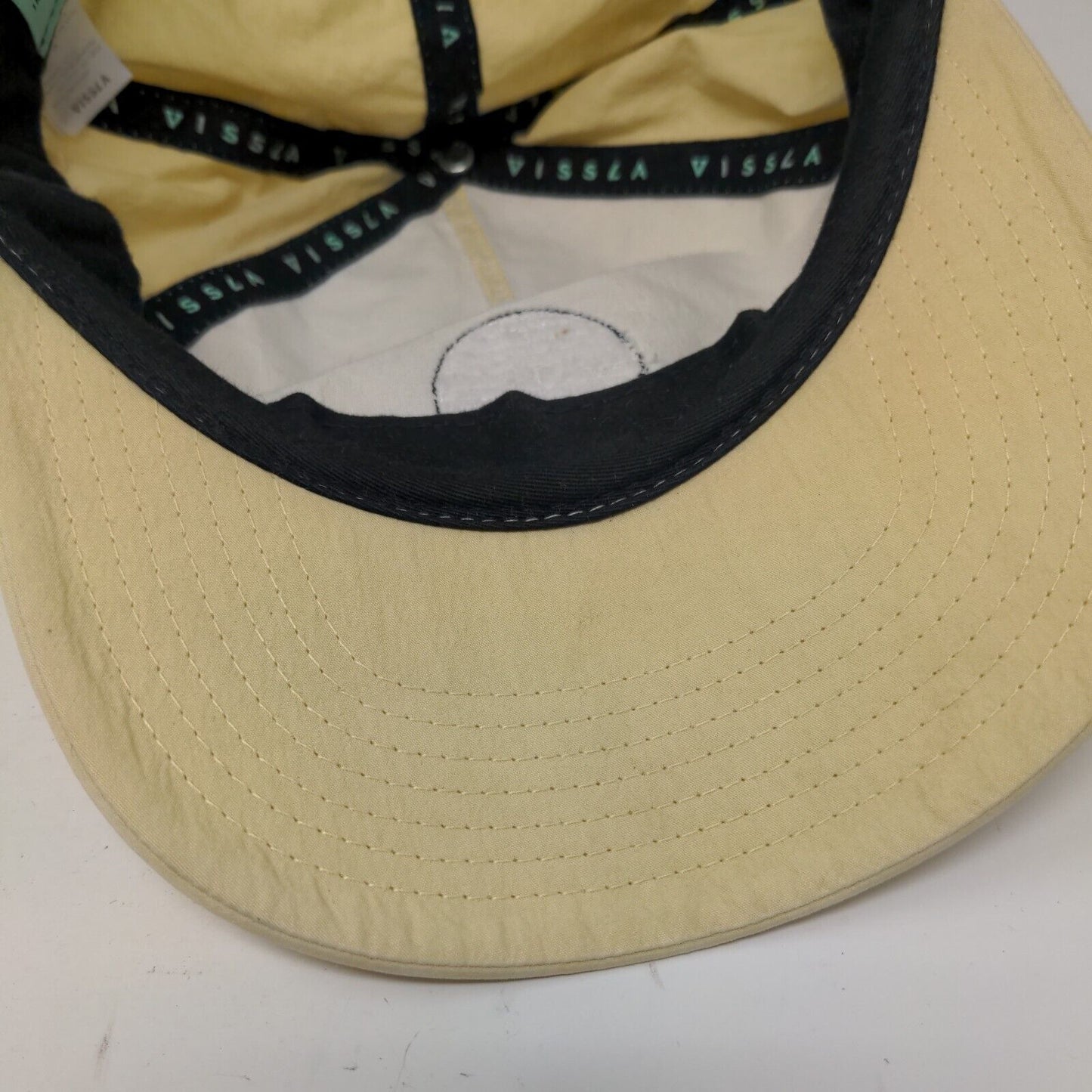 VISSLA Slideback Hat Tan One Size Adjustable Embroidered Vented Holes 6 Panel